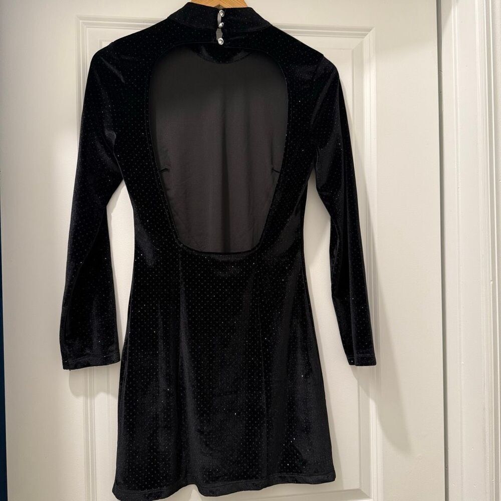 Vicolo Velvet Velour Black Mini Dress Embellished Size S